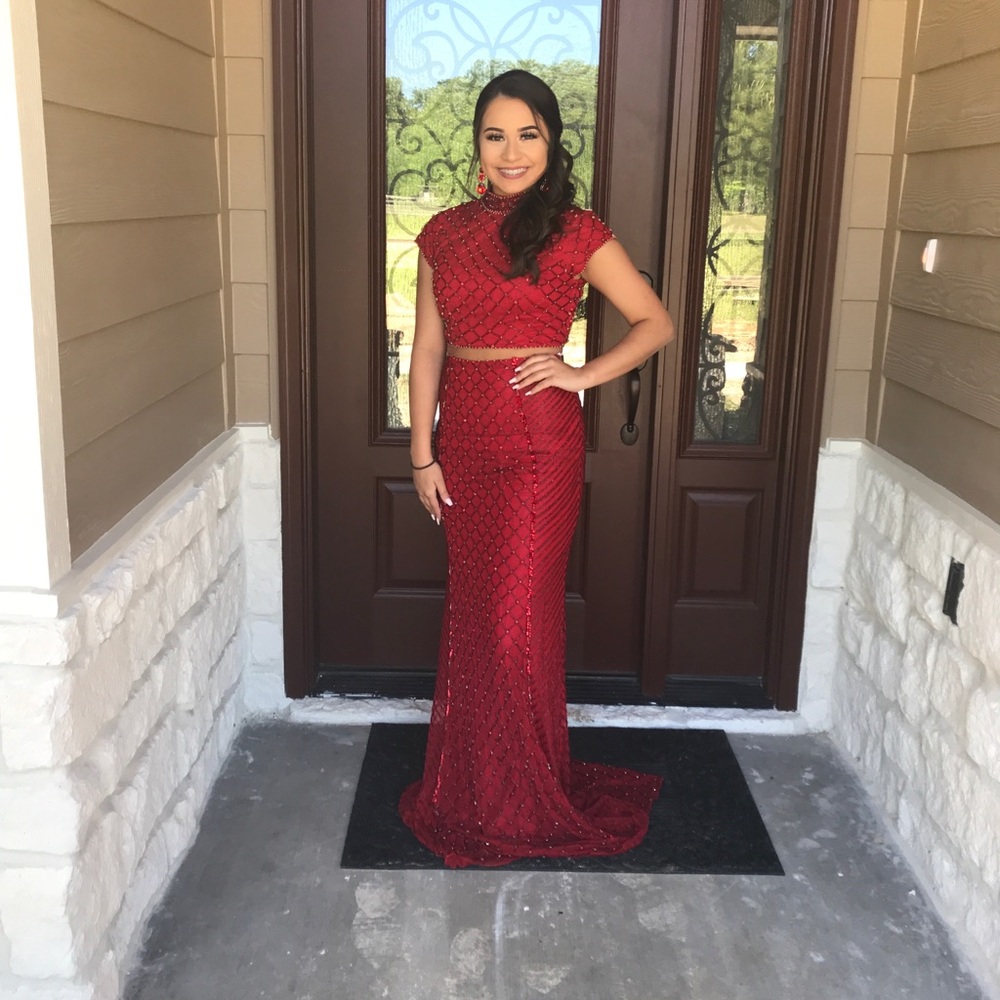 Sherri Hill red dress size 6 2 piece $350